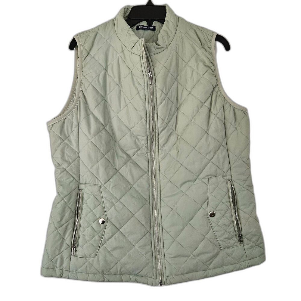 Grannycore Light Sage Quilted Puffer Vest XL